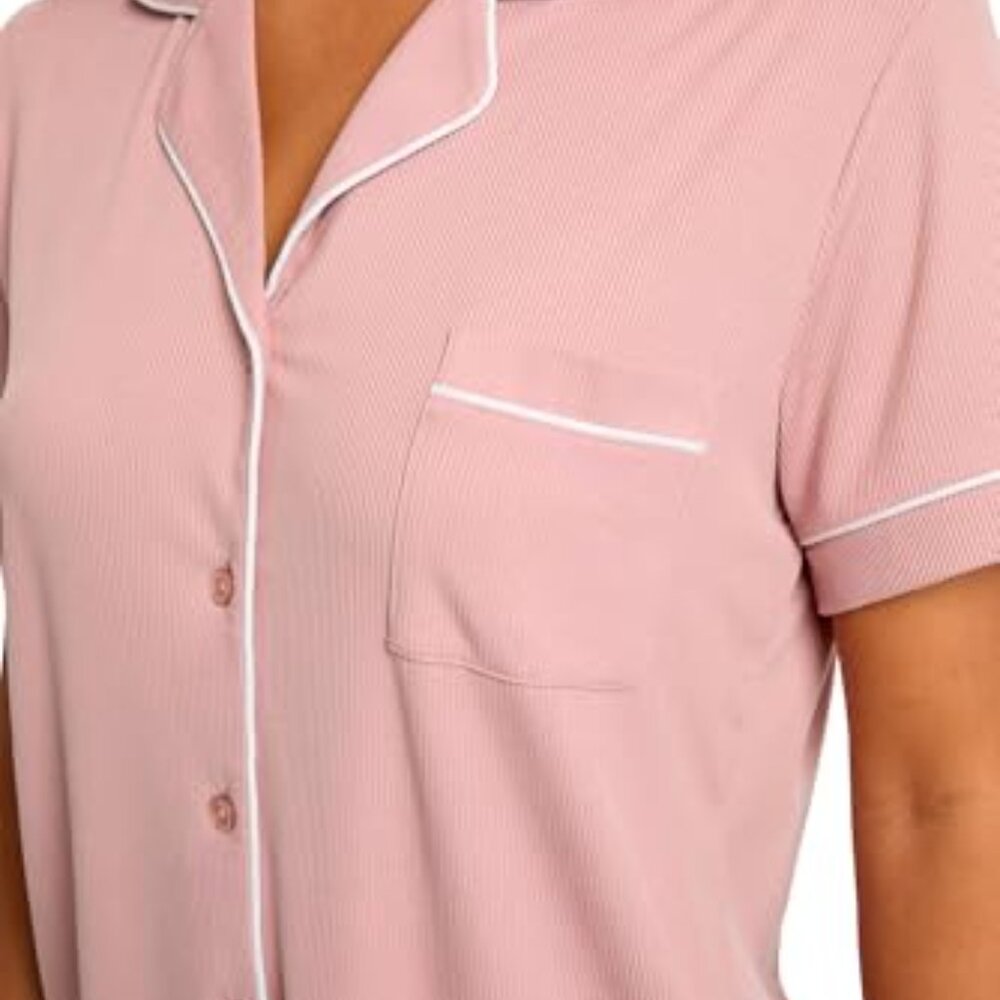 Ribbed Button Down Pajama Set Soft Comfortable Lo… - image 5